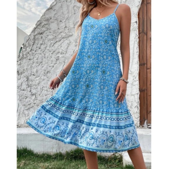 Boho floral print ruffle cami dress - Picture 4 of 6